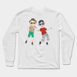 Two hipster guys dancing Long Sleeve T-Shirt